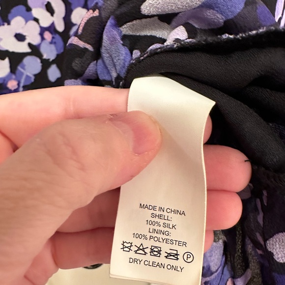 Kate Spade purple and black sleeveless blouse with ruffle trim.  Size M. - Picture 4 of 6